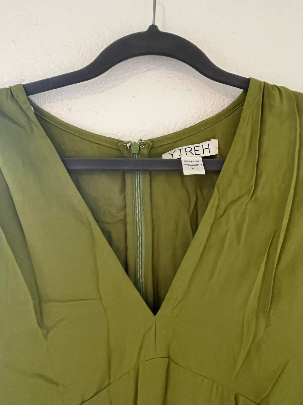 Yireh Olive Green Mini Dress - V-Neck Women's Dress